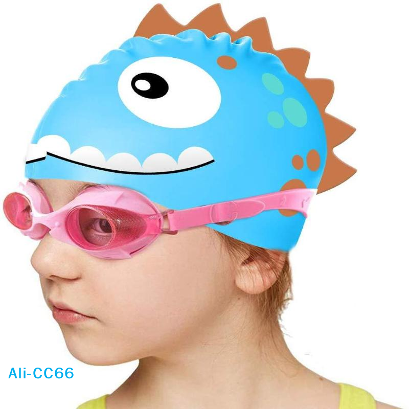 Swim Hat Silicone - 【C】New Cartoon Silicone Swimming Cap Waterproof