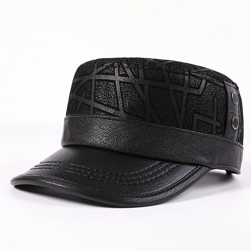 Snapback Hat Flat - New Autumn Winter Genuine Leather Cap