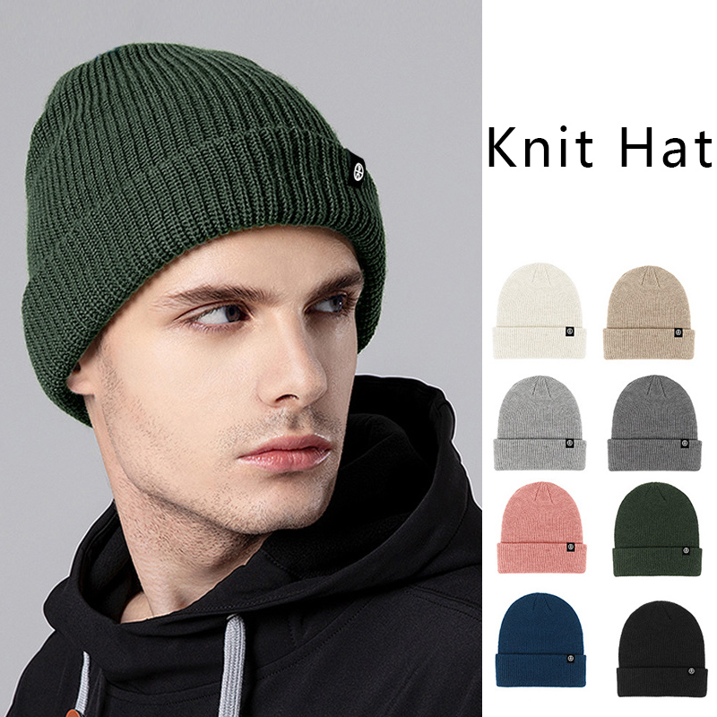 Beanie Cuffed Knit - Solid Knit Beanie Hat for Men