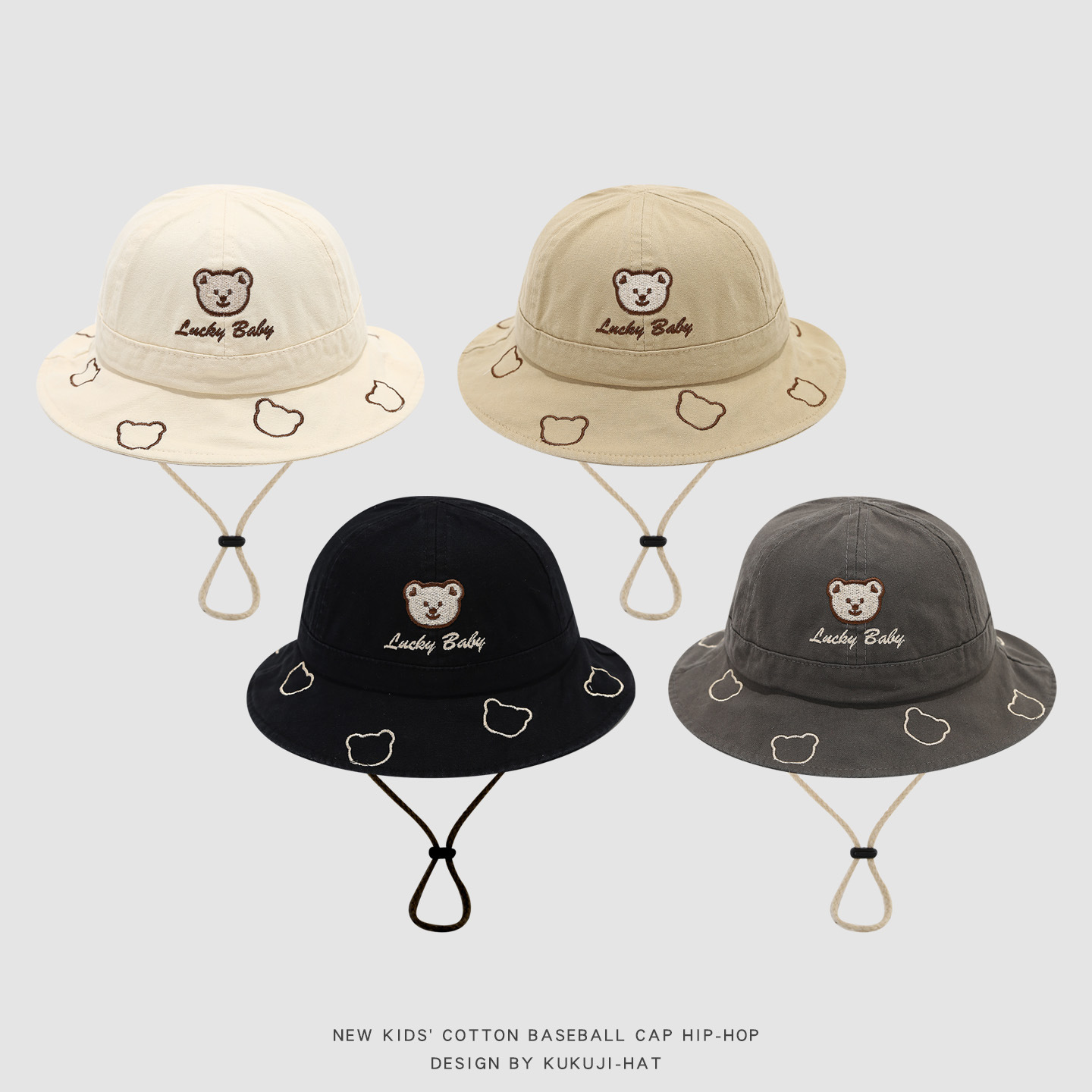 2026 Cute Cartoon Bear Baby Bu – Bucket Hat Cotton recenzja i cena