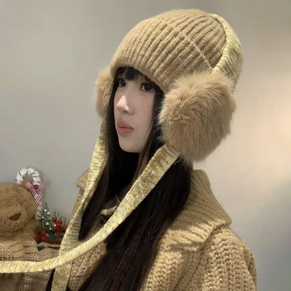 Retro Knit Ear Flap Beanie Cuf – Beanie Cuffed Knit recenzja i cena