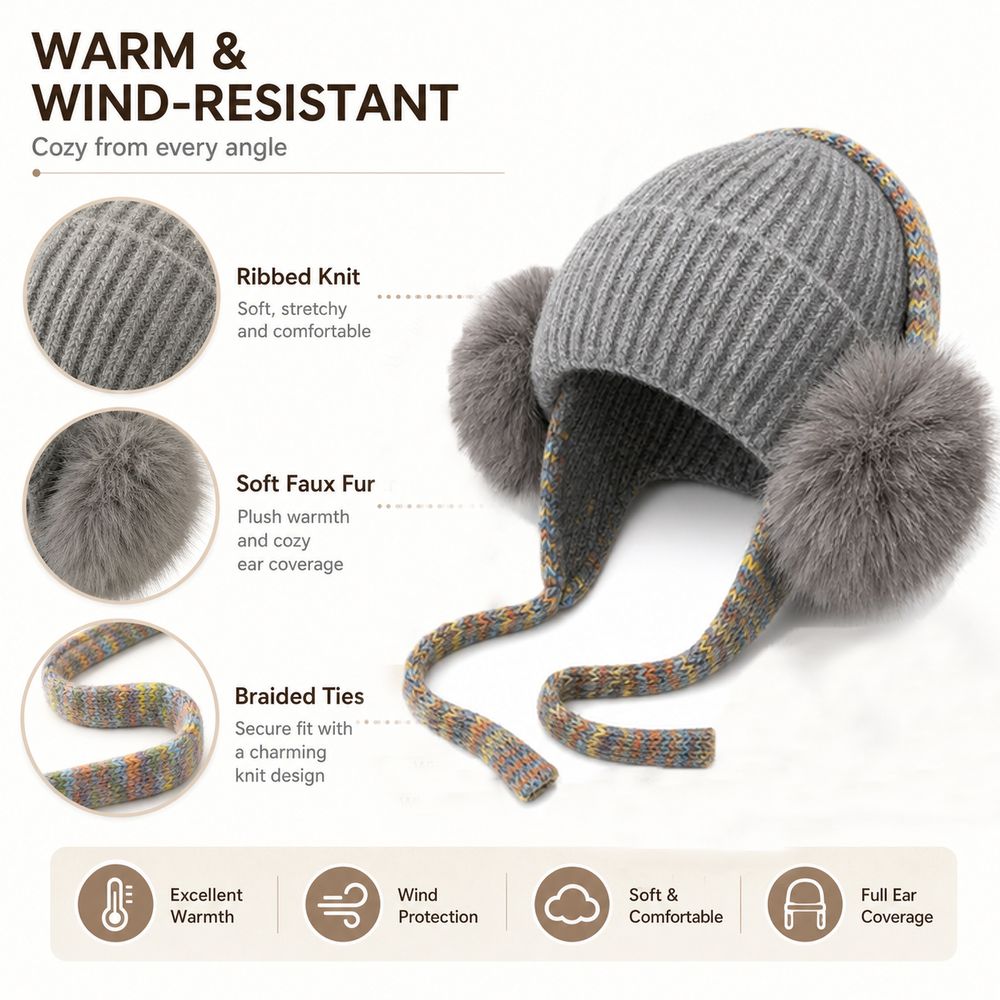 Retro Knit Ear Flap Beanie Cuf – Beanie Cuffed Knit recenzja i cena
