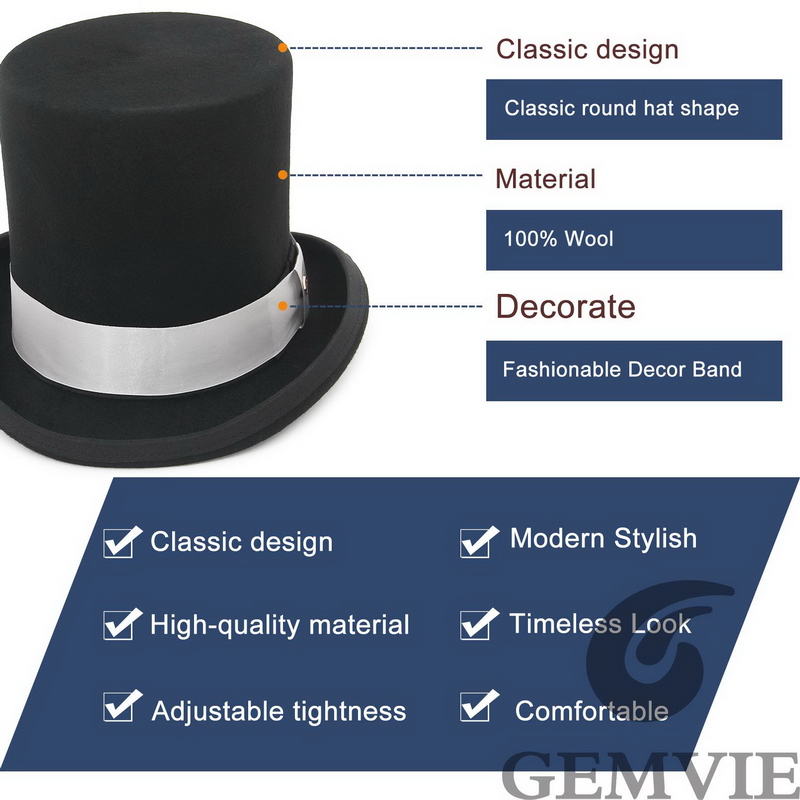 GEMVIE 17cm 100% Wool Felt Top – Fedora Hat Wool recenzja i cena