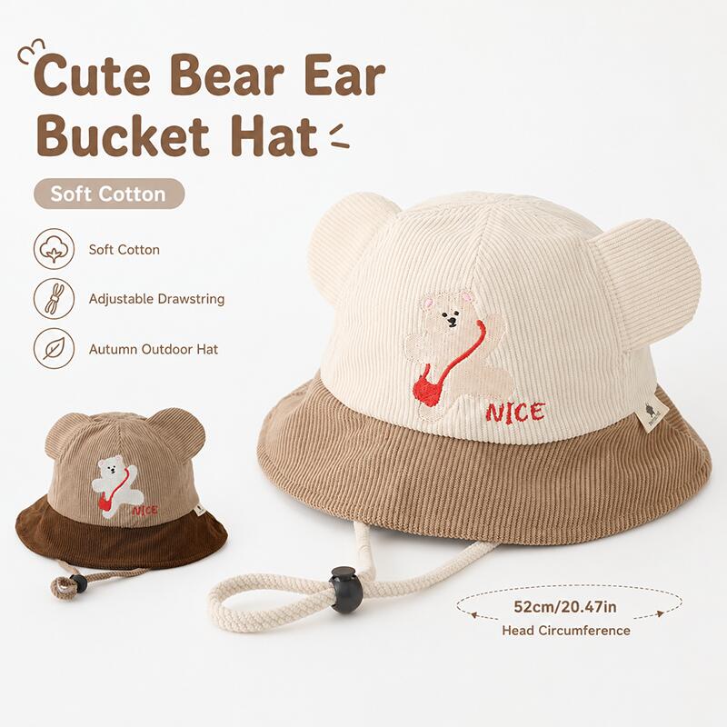 Kids Bear Ear Bucket Hat Soft  – Bucket Hat Cotton recenzja i cena