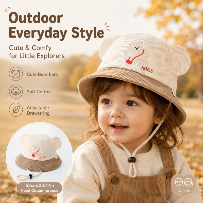 Kids Bear Ear Bucket Hat Soft  – Bucket Hat Cotton recenzja i cena