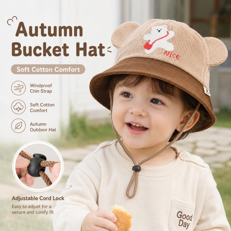 Kids Bear Ear Bucket Hat Soft  – Bucket Hat Cotton recenzja i cena