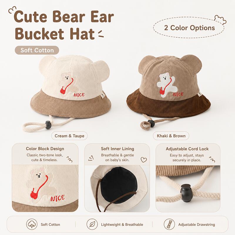 Kids Bear Ear Bucket Hat Soft  – Bucket Hat Cotton recenzja i cena