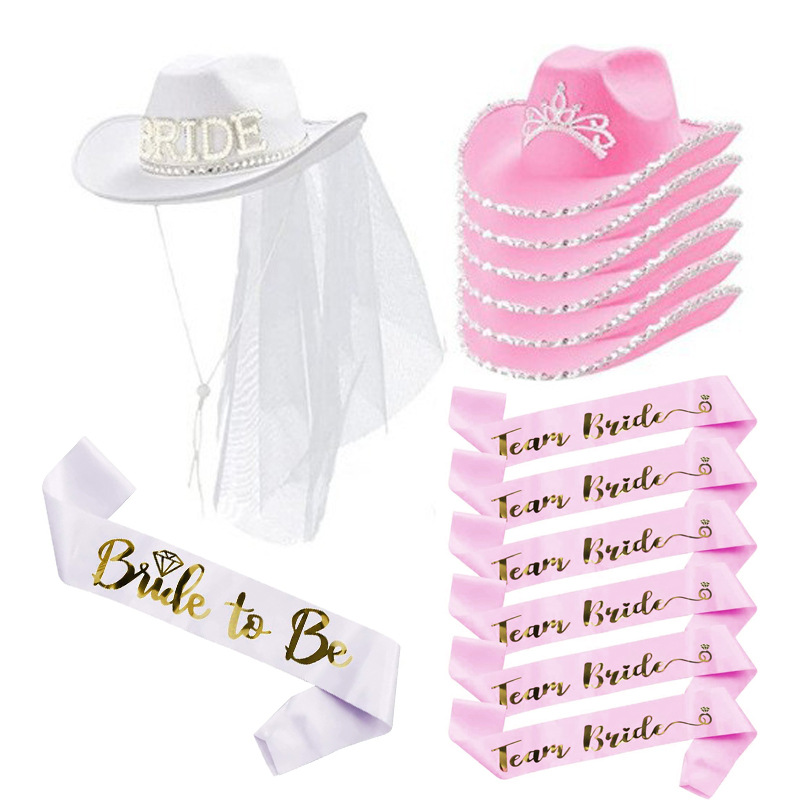 Pink/White Bride to Be Satin S – Cowboy Hat Straw recenzja i cena