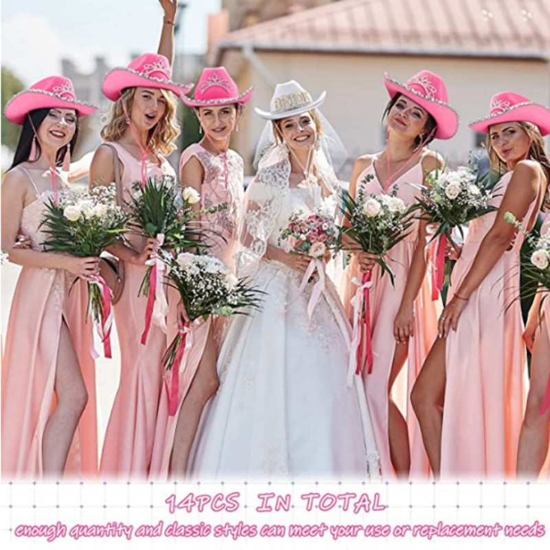 Pink/White Bride to Be Satin S – Cowboy Hat Straw recenzja i cena