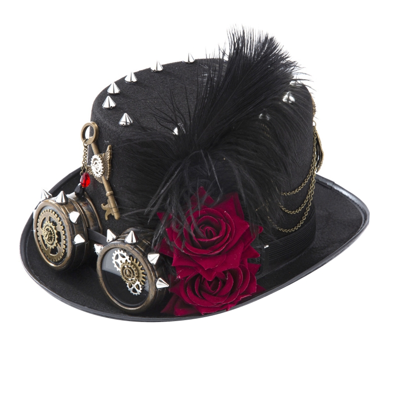 Y166 Vintage Steampunk Hat Top – Fedora Hat Wool recenzja i cena