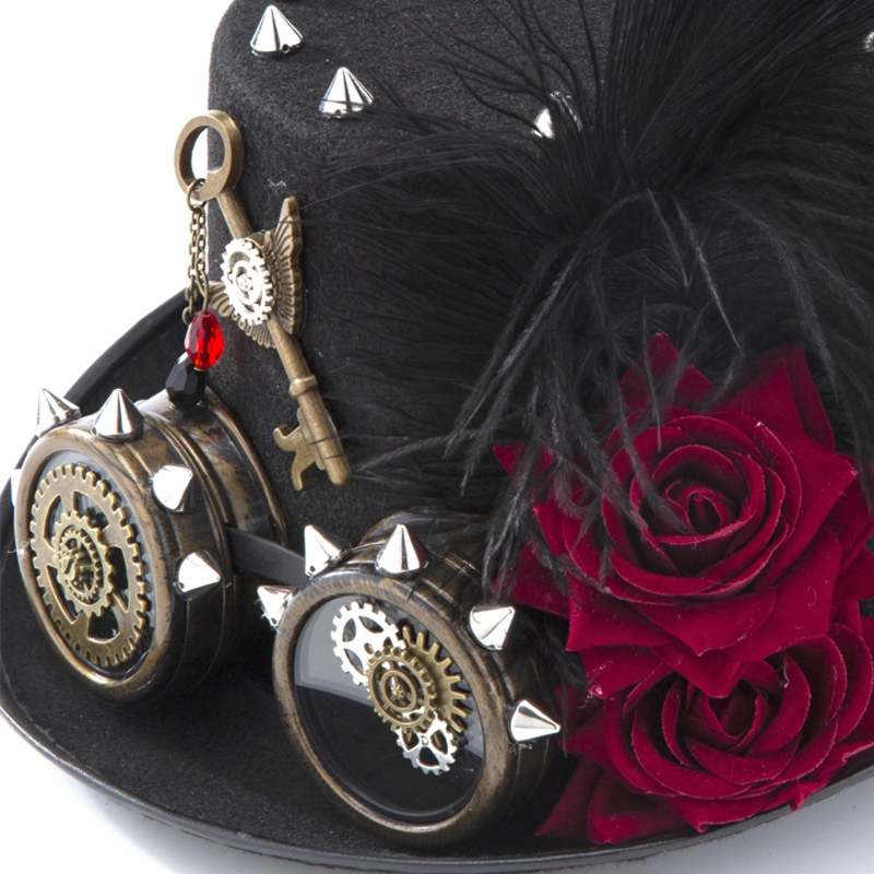 Y166 Vintage Steampunk Hat Top – Fedora Hat Wool recenzja i cena
