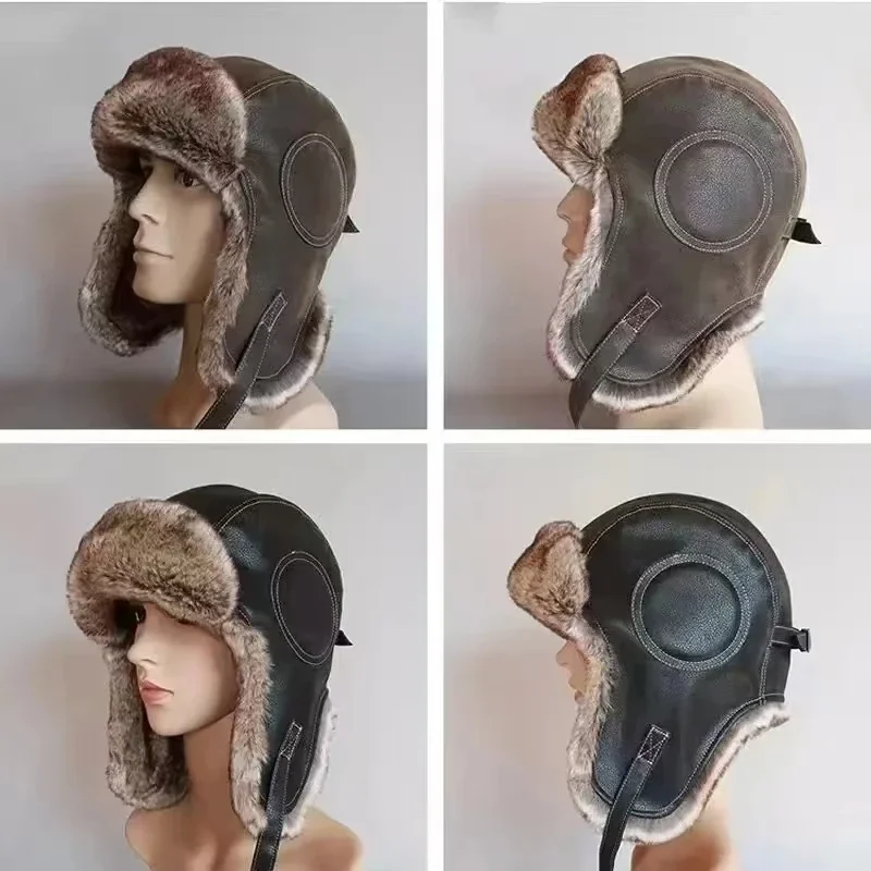 Leather SnowWint Cap With Ear  – Trapper Hat Ear Flap recenzja i cena