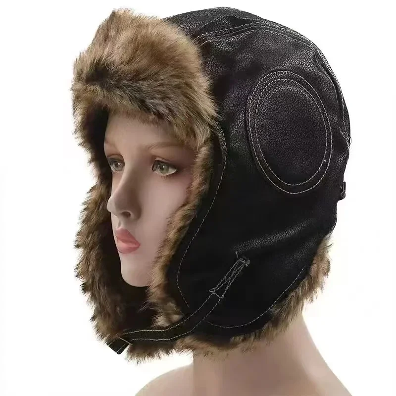 Leather SnowWint Cap With Ear  – Trapper Hat Ear Flap recenzja i cena