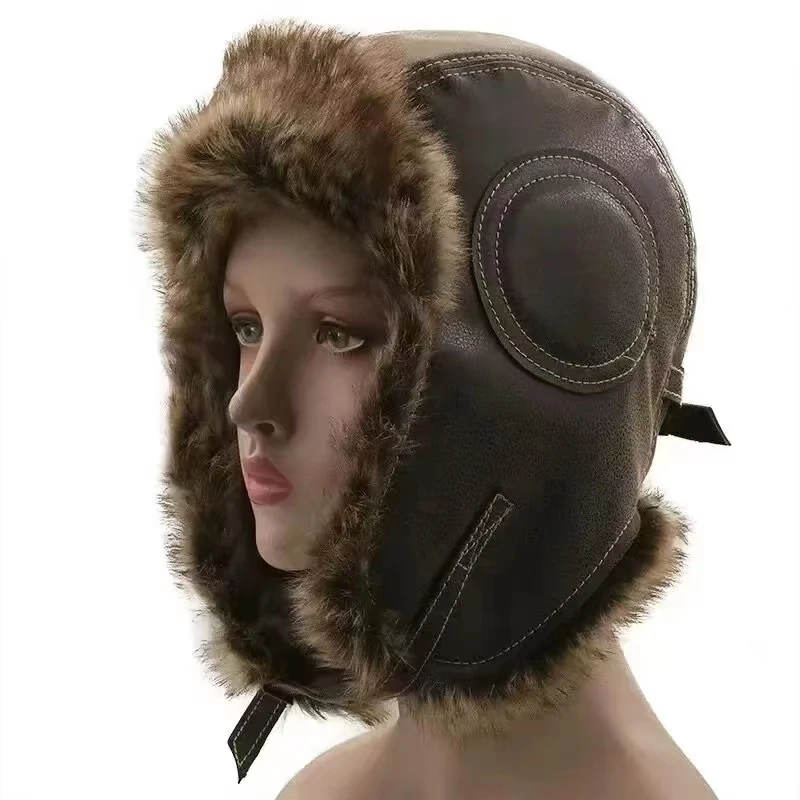 Leather SnowWint Cap With Ear  – Trapper Hat Ear Flap recenzja i cena