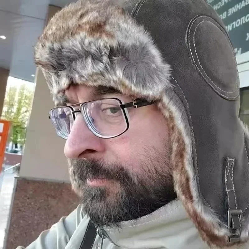 Leather SnowWint Cap With Ear  – Trapper Hat Ear Flap recenzja i cena